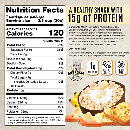 Keto Cereal By Snacks House, High Protein Low Carb Healthy Breakfast Food – Gluten & Grain Free Crunch – Paleo, Diabetic, Ketogenic Diet Friendly Cereals – 7 Serving Bag (Banana Maple French Toast) #TOP1