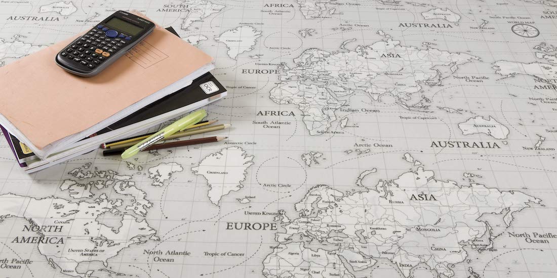 Jolee Fabrics Grey Wipe Clean PVC Vinyl and Oilcloth Table Cloth - (Grey World Map Atlas Oilcloth, 132cm x 200cm (53" x 79") Rectangle)