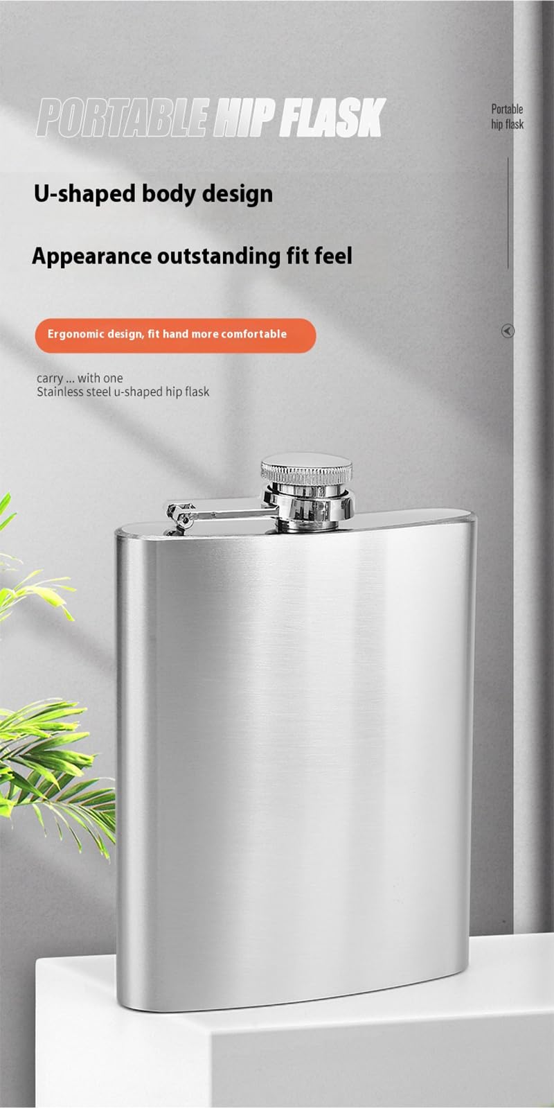 2 Pack Hip Flasks for Men Women 8 Oz & 10 Oz Stainless Steel Leakproof Thin Flasks with Funnel for Climbing Camping Barbecue Bar Party Drinker,Portable Pocket Whiskey Flask for Liquor for Men Women - Image 3
