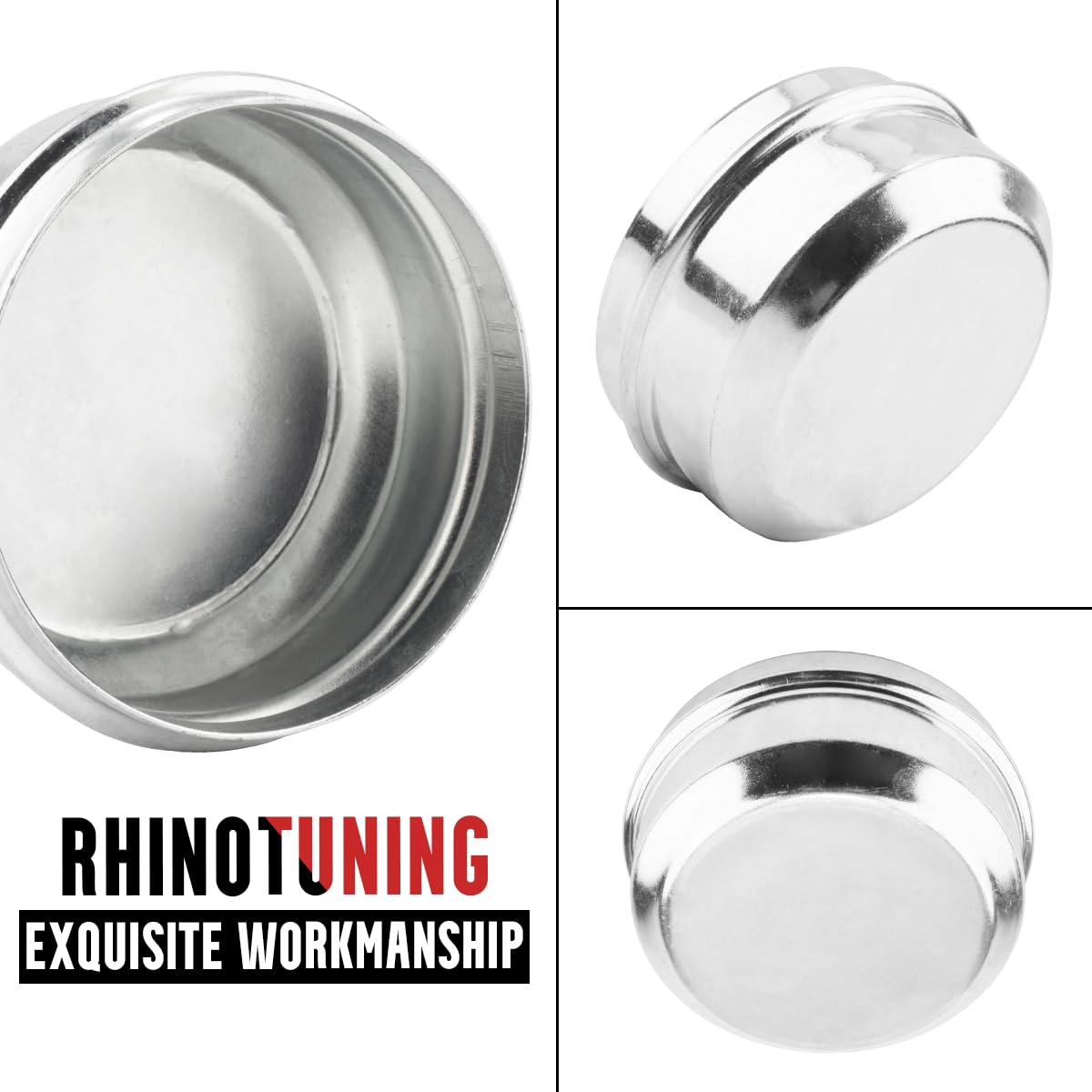 RhinoTuning Juego de 2 tapones antipolvo de 62 mm, OD 67 mm, ID 62 mm, tapa protectora, buje de rueda, compatible con camiones, remolques, barcos (cromo)