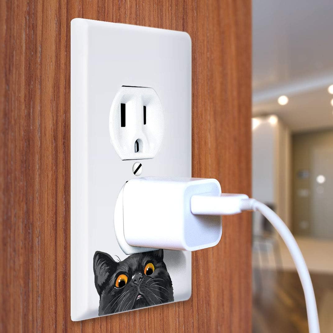 WIRESTER Duplex Outlet Cover Wall Plate/Switch Plate - Black Bombay Kitten Cat