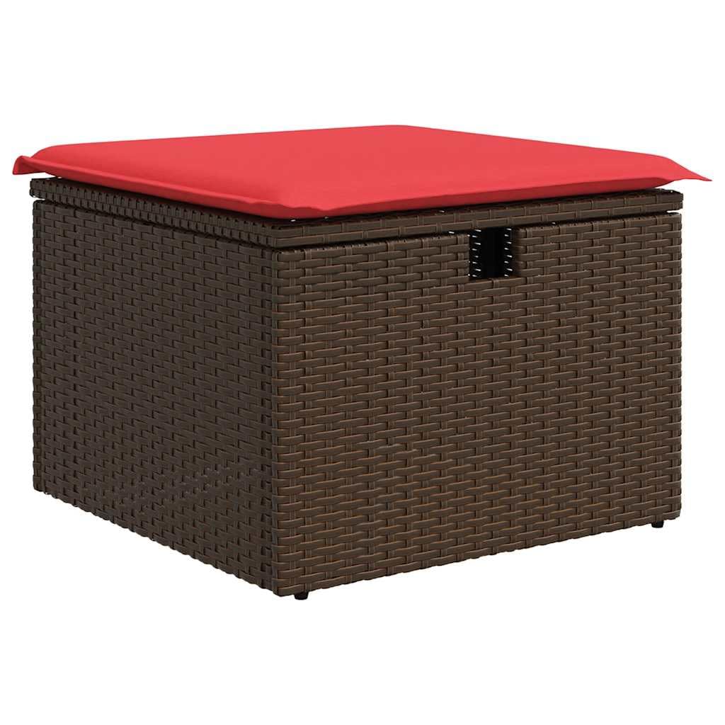 Set Divani da Giardino 9 pz con Cuscini Marrone Polyrattan Rattan Intreccio Resistente per Relax Cena e Conversazione in Esterno