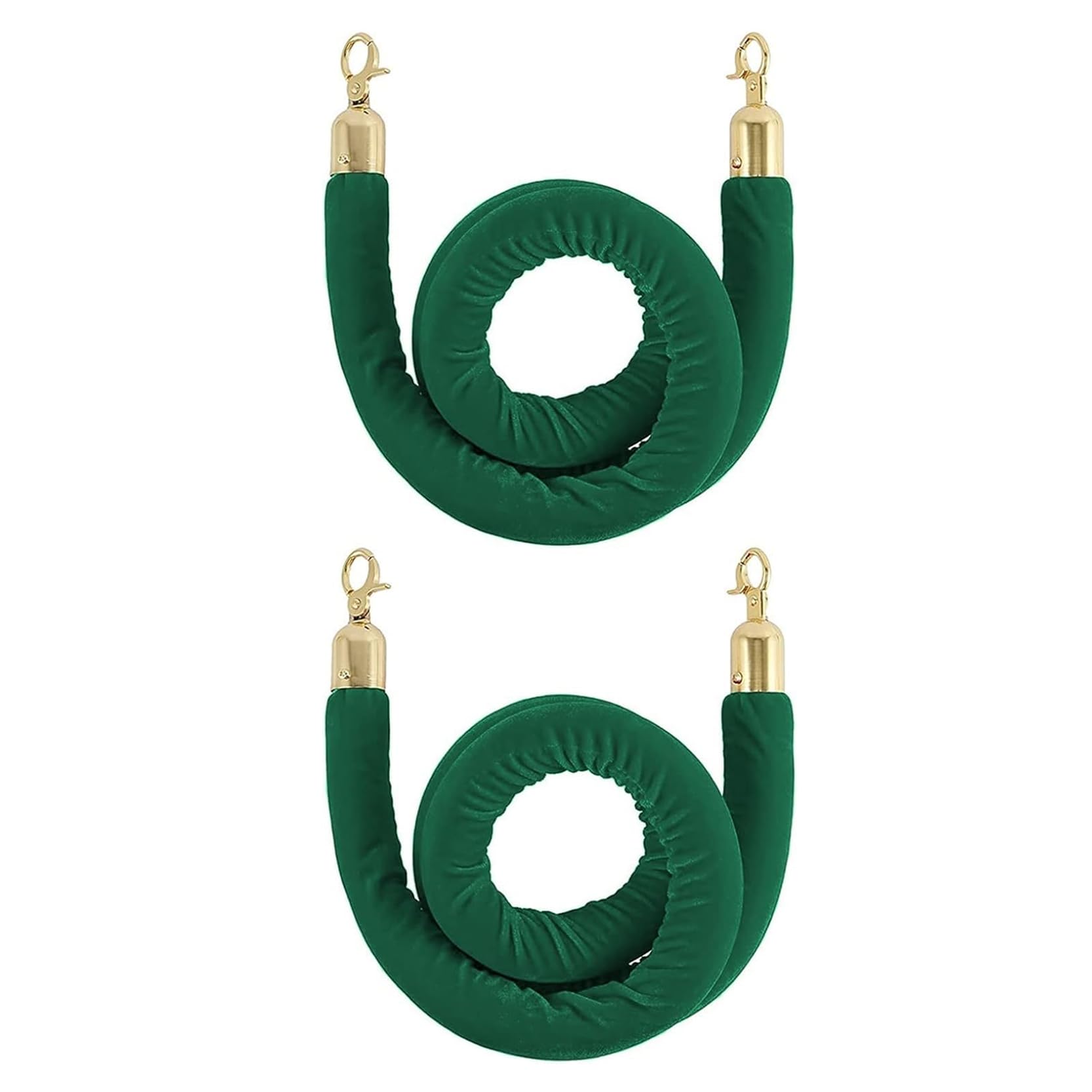 Corde velours vert haut de gamme 1,5m avec crochets polis pour hôtels