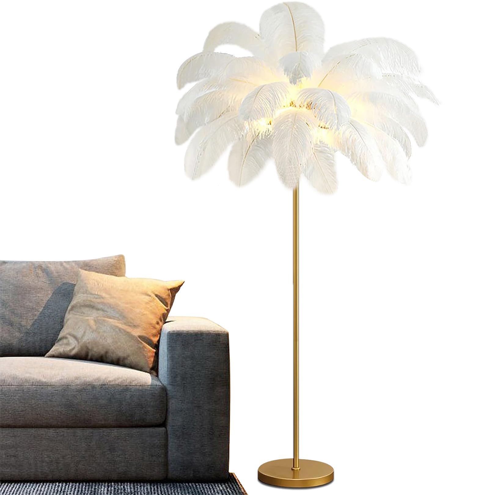 Lampadaire en plumes d'autruche à LED variable pour un éclairage de lecture parfait