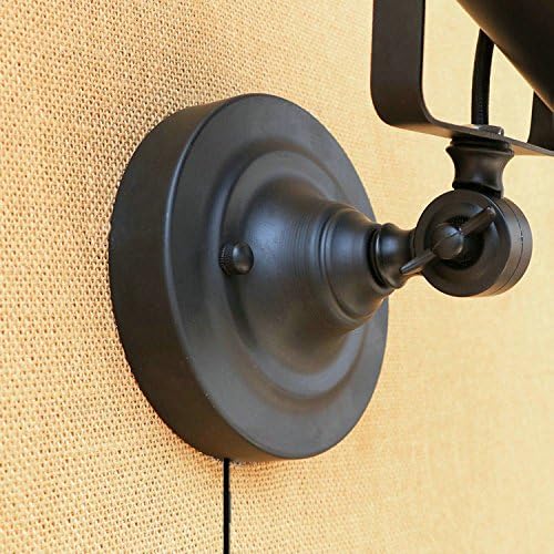 Kiven Metal Pail Wall Sconces 1-Light Plug-in Lighting Minimalist Loft Vintage Wall Lamp for Living Room Bar Loft Bulb Included (Black)