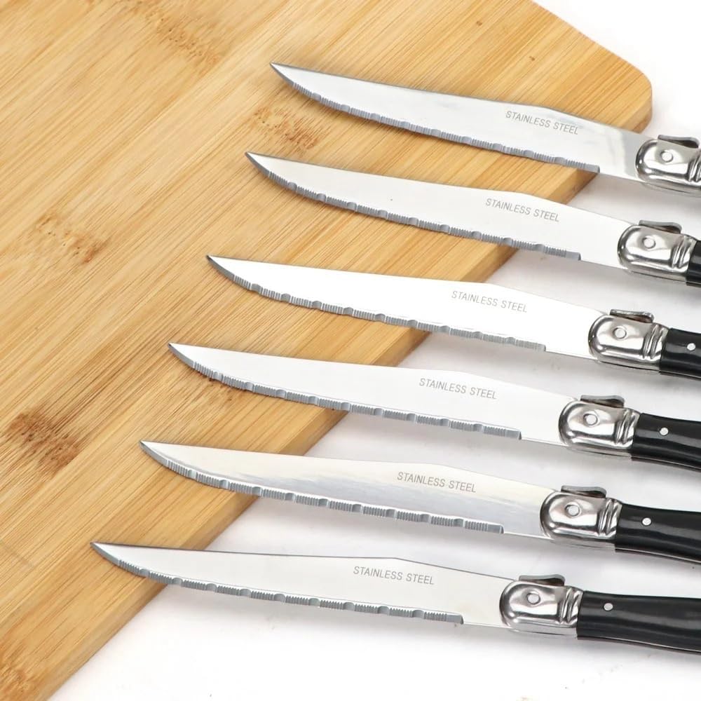 Steak Knife Set, 6PCS Steak Knives Set Dishwasher Safe Steak Knives Highly Resistant And Durable Stainless Steel Steak Knives