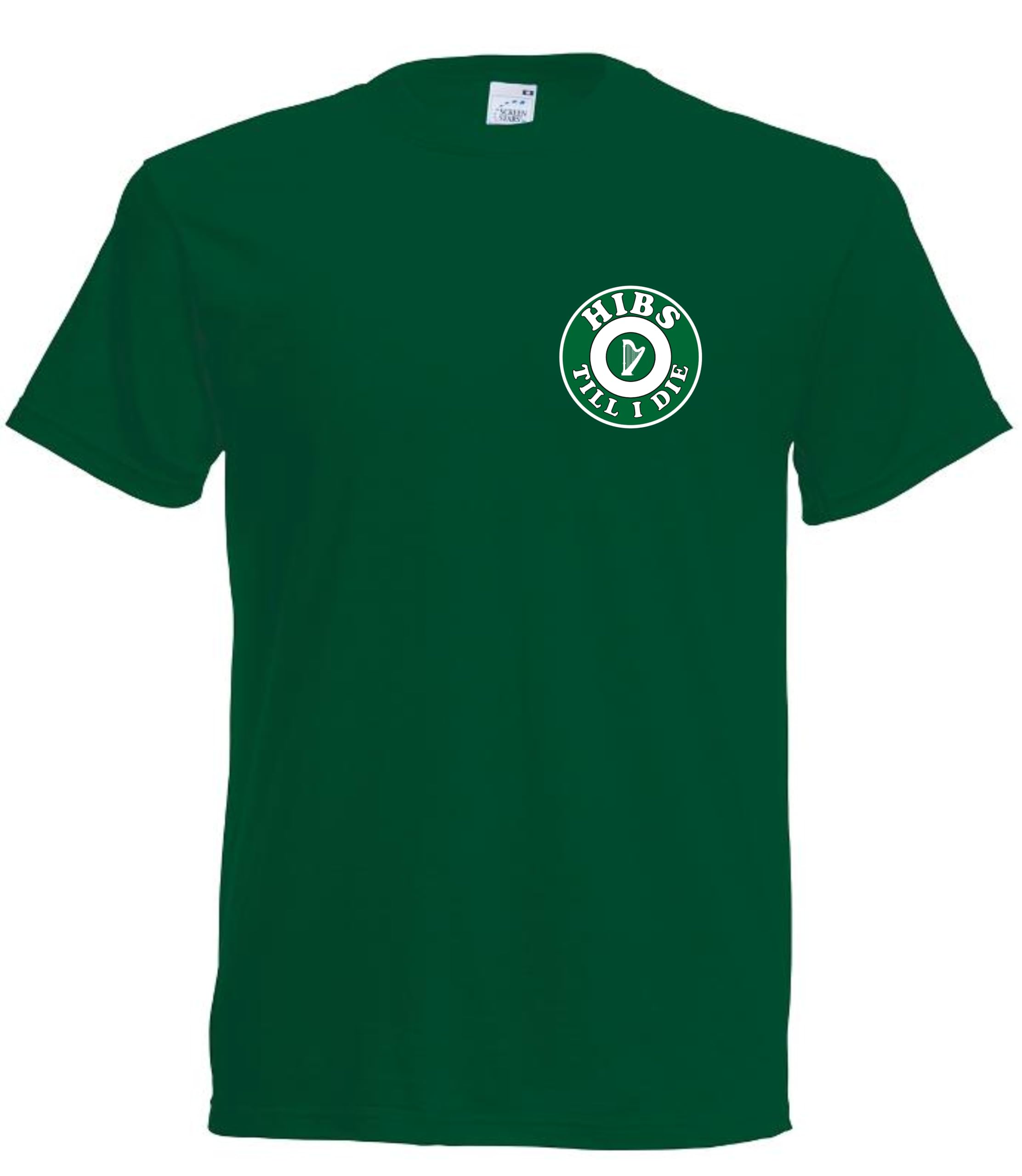 Invicta Screen Printers Hibs Till I Die Hibernian T-Shirt Breast Logo Unisex Adult Football Fan Cotton (UK, Alpha, XL, Regular, Regular, BottleGreen)