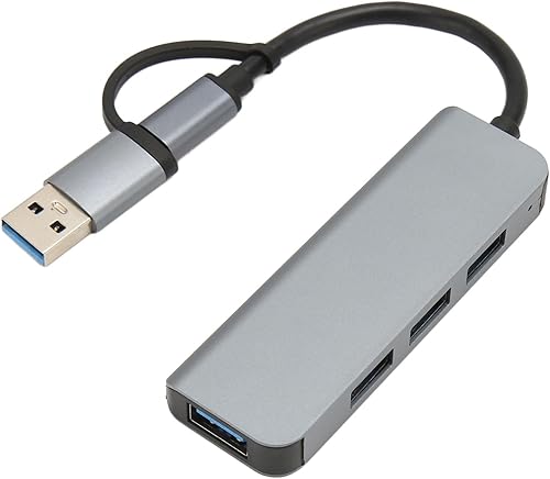 Diyeeni Hub USB C, 4 puertos USB 3.0 Hub con adaptador USB 3.0 a USB C, divisor USB con 4 puertos USB3.0, Plug and Play, para OS portátil aire para