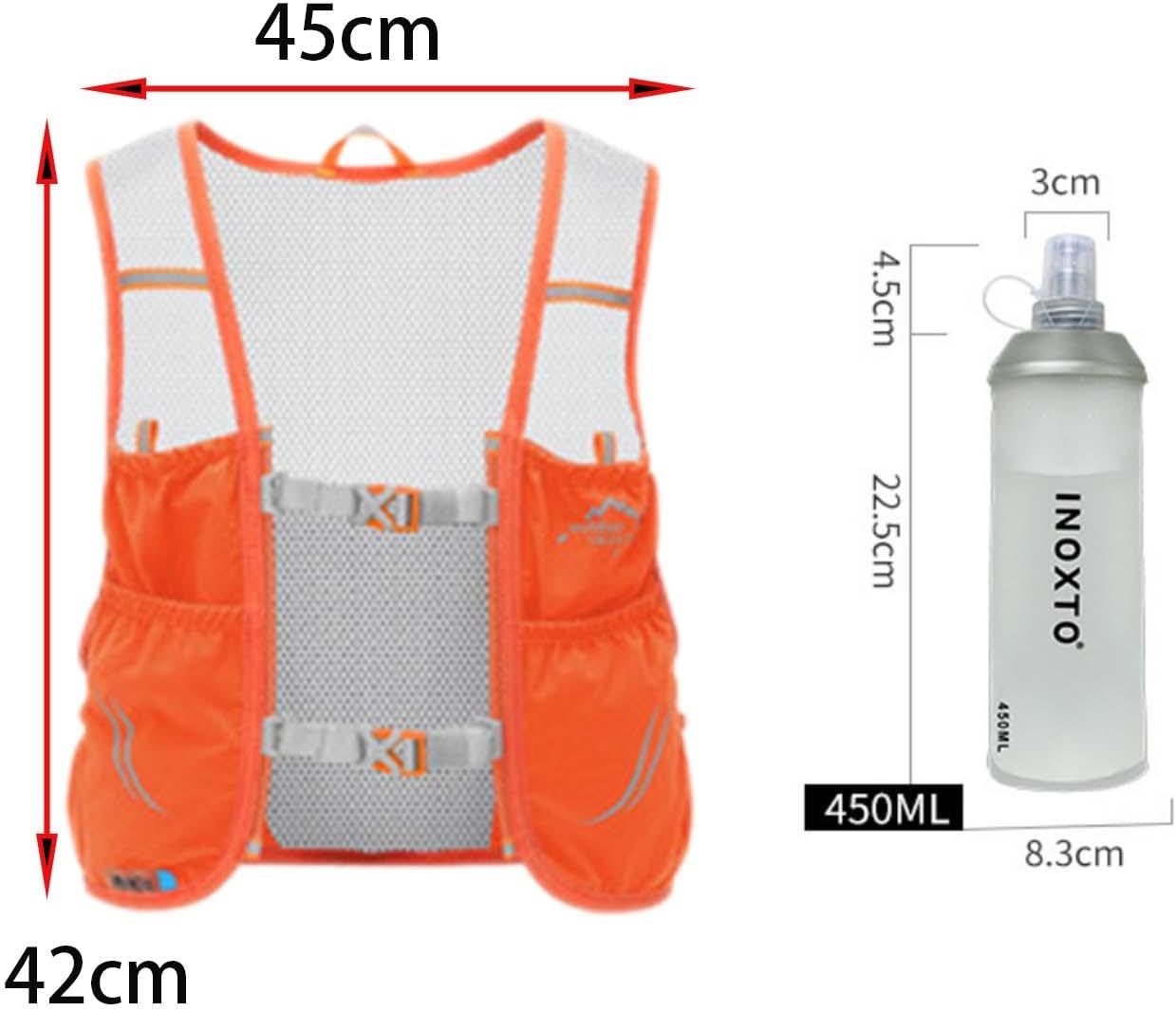 pistro Hydration Running Vest with 2 Bladders Lightweight Breathable Mesh Backpack for Trail Running Cycling Outdoor Sports- Orange Large