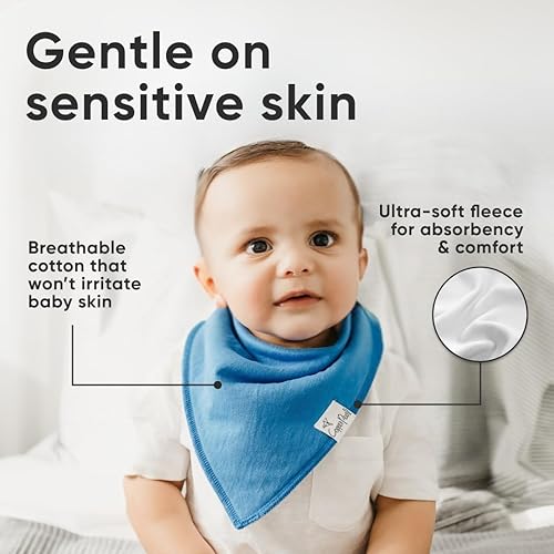 Miniatura 190 de Copper Pearl Paquete de 4 baberos de algodón suave para babeo y dentición, baberos absorbentes para bebés niñas y niños, ajustables para adaptarse a