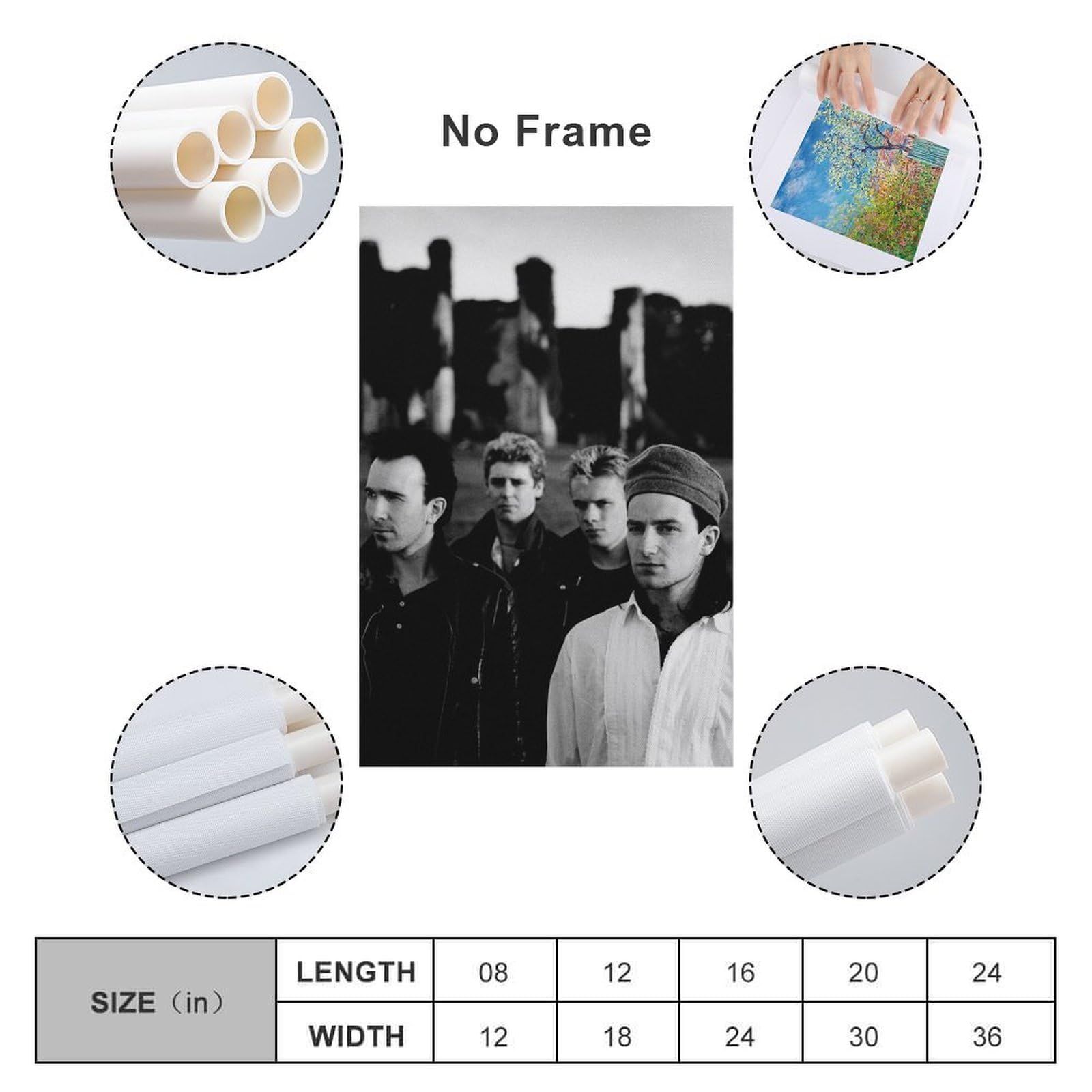 Amazon.co.jp: U2バンド音楽ポスター絵画 プリント キャンバス 絵画 壁