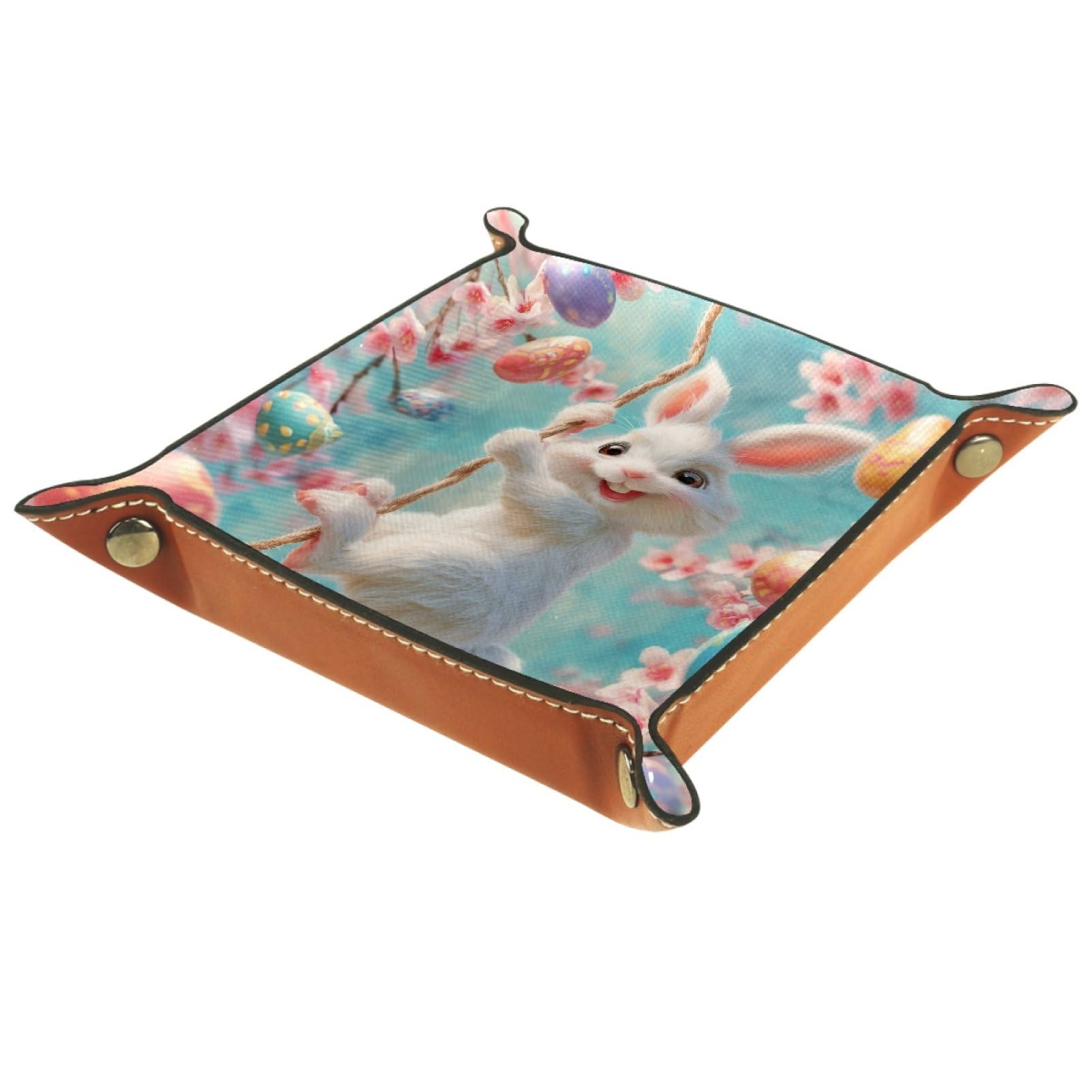 VAPOKF Cute Bunny Dice Tray, Folding Microfiber Leather Dice Holder for Dungeons and Dragons RPG Dice Gaming D&D and Other Table Games