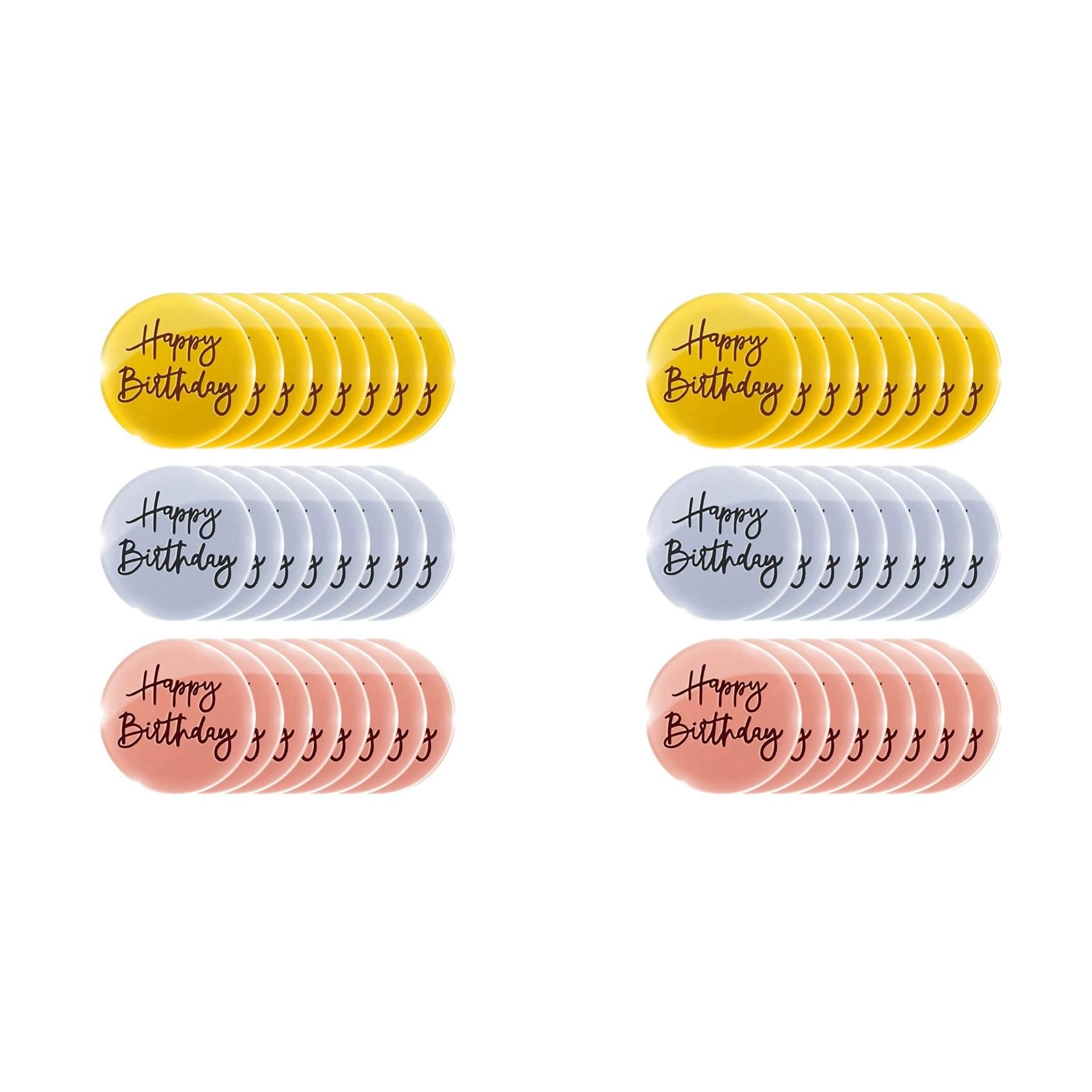 Hndhbfgrt 48Pcs Acrylic Cake Toppers Happy Birthday Mirror Cake Disc Mini Round Engraved Cupcake Topper for DIY Cupcake Decoration