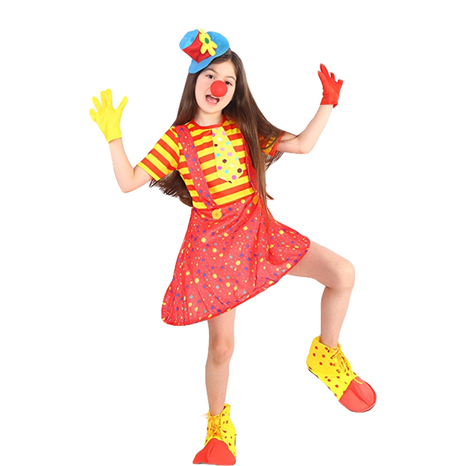 Clown Costume for Girls Elegant Court Style Cosplay Performance Outfit Role Playing Dress Carnival Jester Fancy Dress Complete Set for Age 3 To 13 — image 1