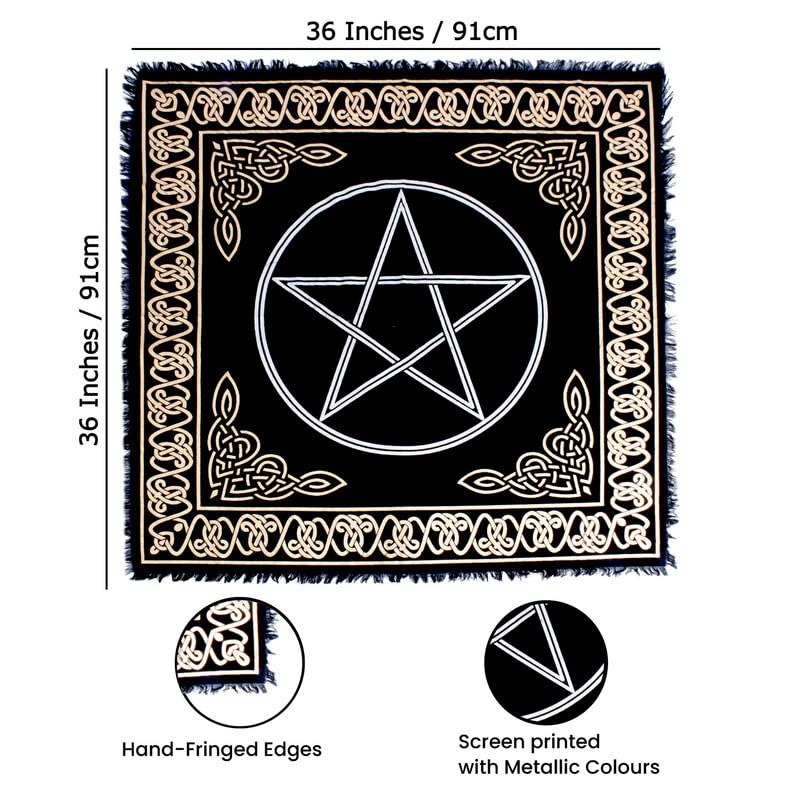 OCTAZI Altar Table Cloth Tarot Cards Bandana Tablecloth Wiccan Altar Tools Napkins Witchcraft Supplies Square Witch Pagan Spiritual Celestial Deck Witchy Spell Cotton Sacred Alter Cloth With Fringes - Image 4