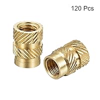 Vista 3 de uxcell Tuercas de inserción moleteadas, 120 piezas M4 x 0.315 in L x 0.236 in OD impresión 3D tuercas de latón roscadas hembra insertos de latón