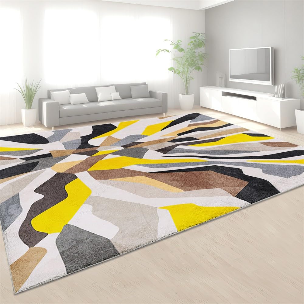 Alfombra de área para sala de estar, diseño moderno de rayas abstractas, suave y esponjosa, alfombra de dormitorio de 140 cm x 200 cm, alfombras para niños, niñas, dormitorio, cuarto de bebé, alfombra