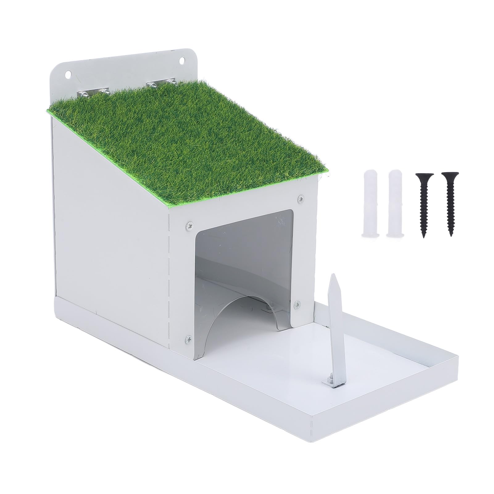 Glomora Squirrel Feeder,with Corn Cob Holder Wall Mounted Metal Squirrel Feeding Box Easy to Fill and Clean for Outside House Backyard Garden