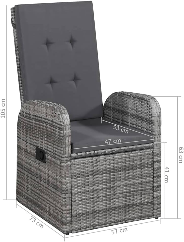 (Fast Shipments)Patio Single Sofa Chair, Adjustable All Weather Outdoor Chair Seating Patio Furniture,fo Porch, Garden, Backyard, Pool Reclining Garden Chairs 2 pcs with Cushions Poly Rattan Gray