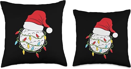 Miniatura 3 de Par Seventy Golf Shop Golfer Family Golf Ball Santa Hat with Christmas Lights Xmas Golfer Gift Throw Pillow, 18x18, Multicolor