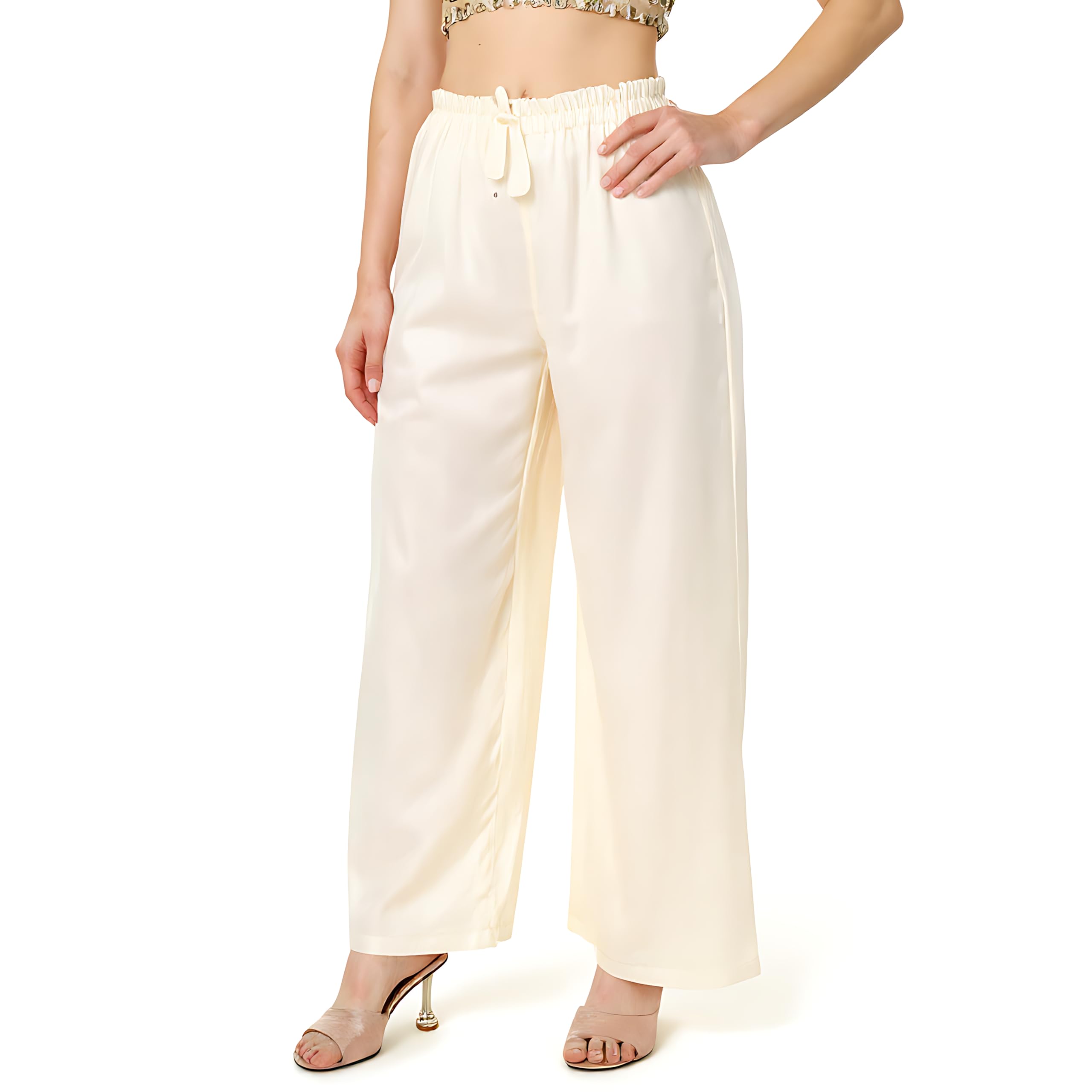 belenziera Flowy White Palazzo Pants for Women - 100% Rayon Wide Leg Bottoms with Stretch Waistband - Comfortable Lounge XS-7XL Plus Size-picture-35