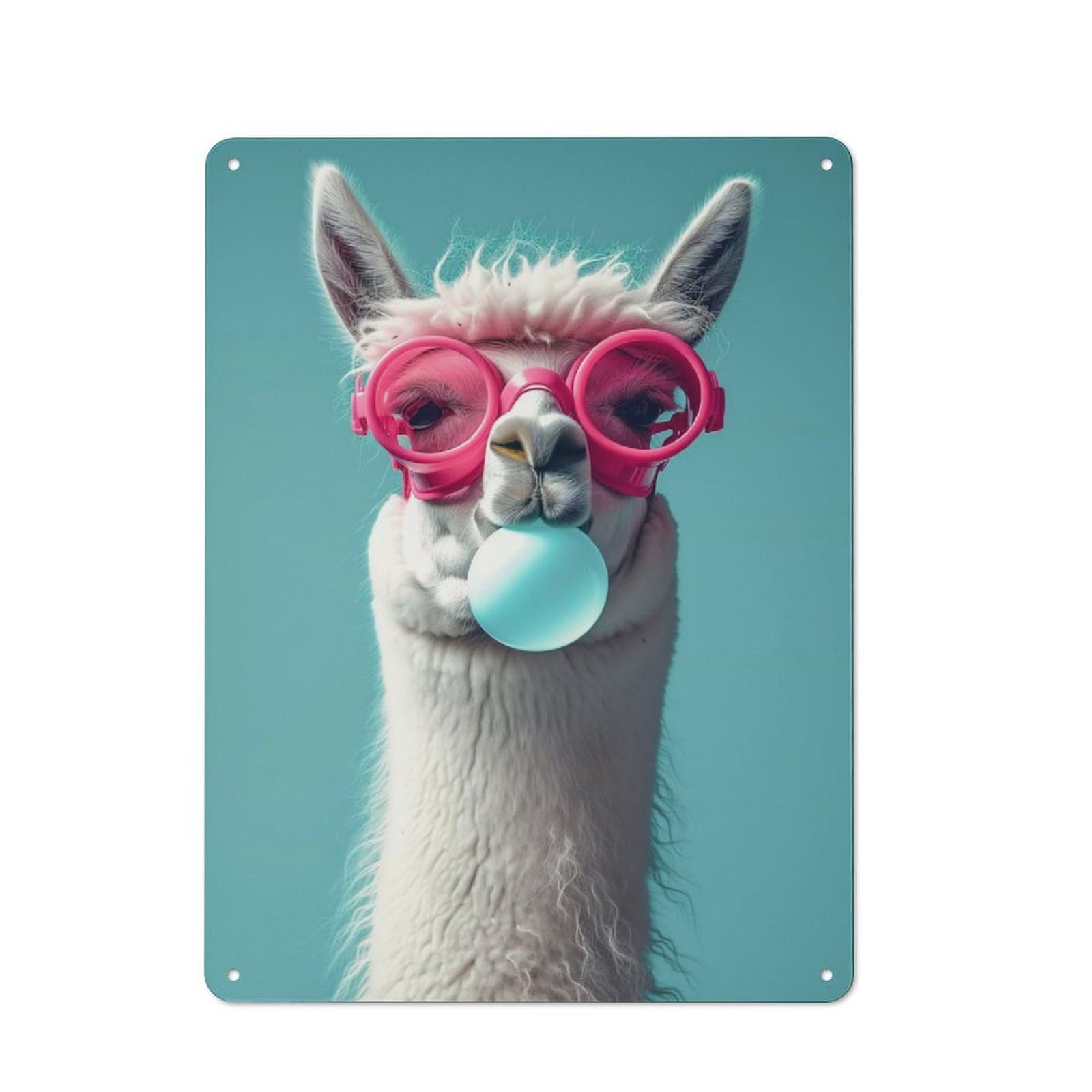 Junmoney Style-15 Modern Retro Metal Wall Art Sign 40X30cm Featuring Llama Bubblegum, Urban Room Decor For Flat, Bar, Studio Or Gallery Wall