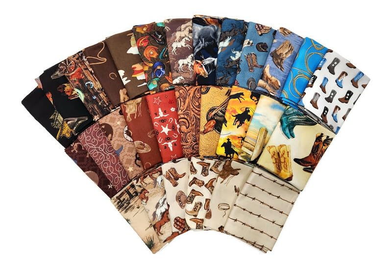 10 Fat Quarters - Assorted Western Cowboys Old West Out West Horses Rodeo Horse Lasso Boots Horseshoes Classic Quality Quilters Cotton Fabric Bundle M221.11 - Image 7