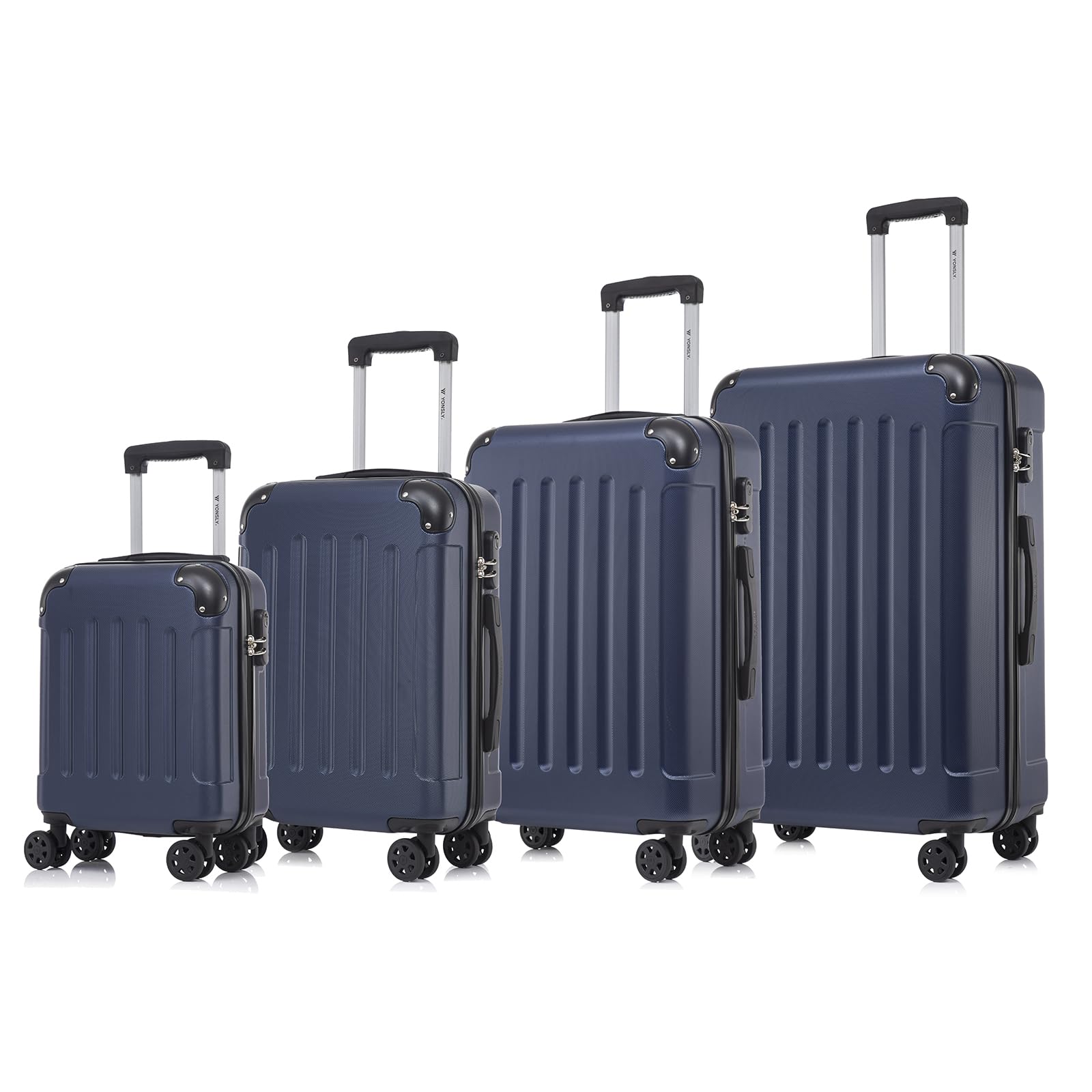 yonsly Koffer Suitcase, Trolley Reisekoffer, Rollkoffer Handgepäck mit 4 Rollen 360°, ABS Hartschalen, Sicherheitsschloss, Weicher Gummigriff, 210D-Futter