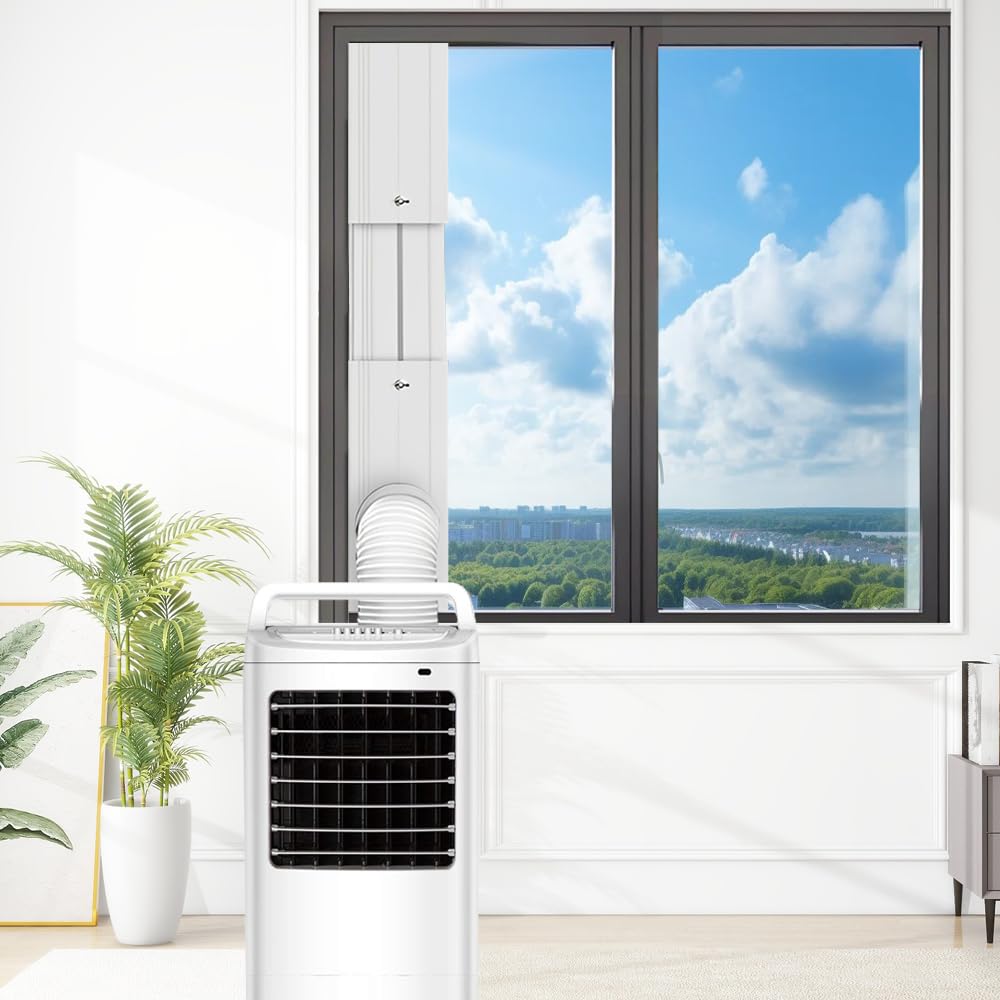Klimaanlage Fensterabdichtung Rolladen, 4 Stück Fensterabdichtung Platte mit Kupplung, für 15cm/ 5,91 in Durchmesser Klimaanlage Auspuffschlauch, Horizontalen Schiebefenster, 43-140 cm