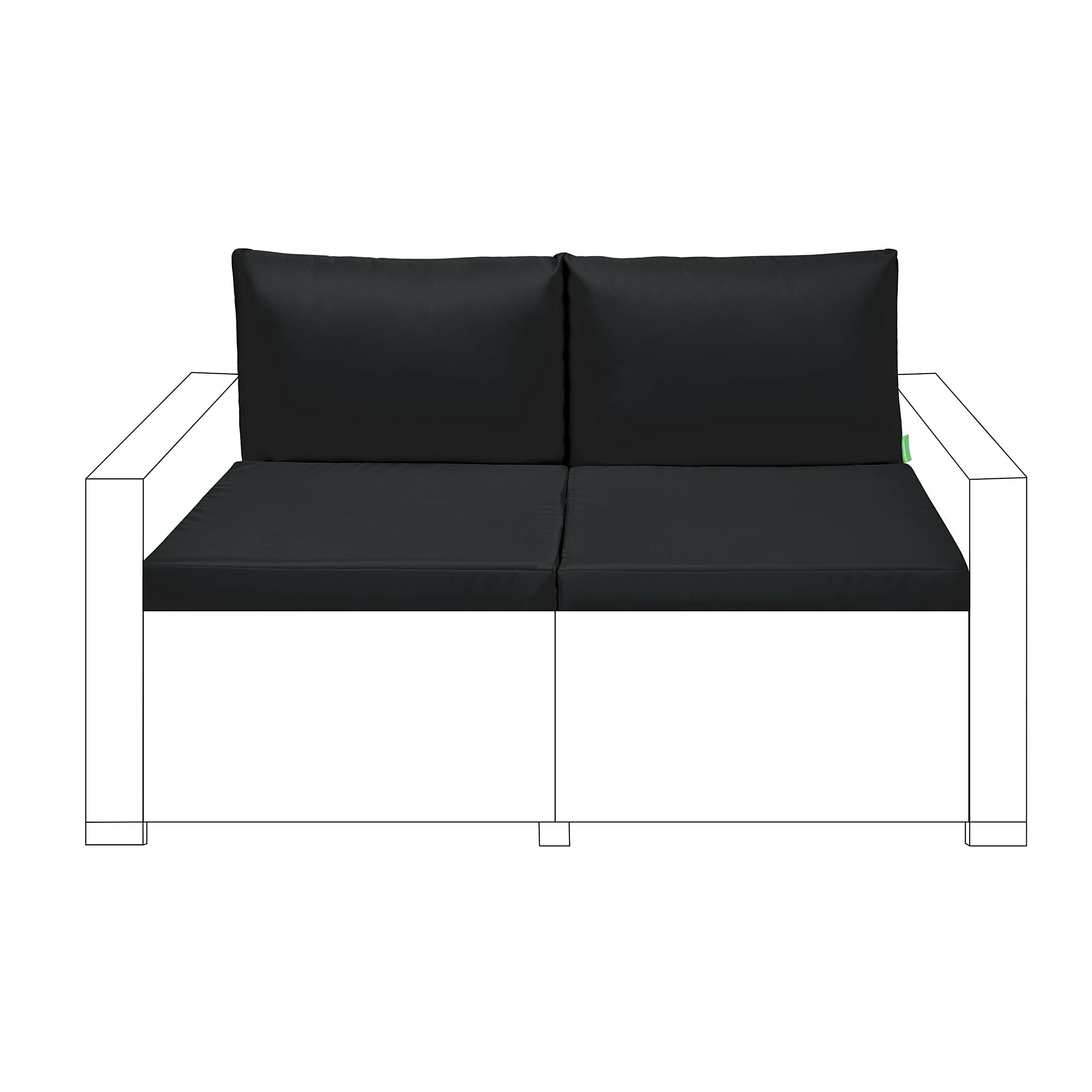 Negro Repuesto 4 pieza asiento cojín Set para Keter Allibert California exterior ratán sofá de 2 plazas