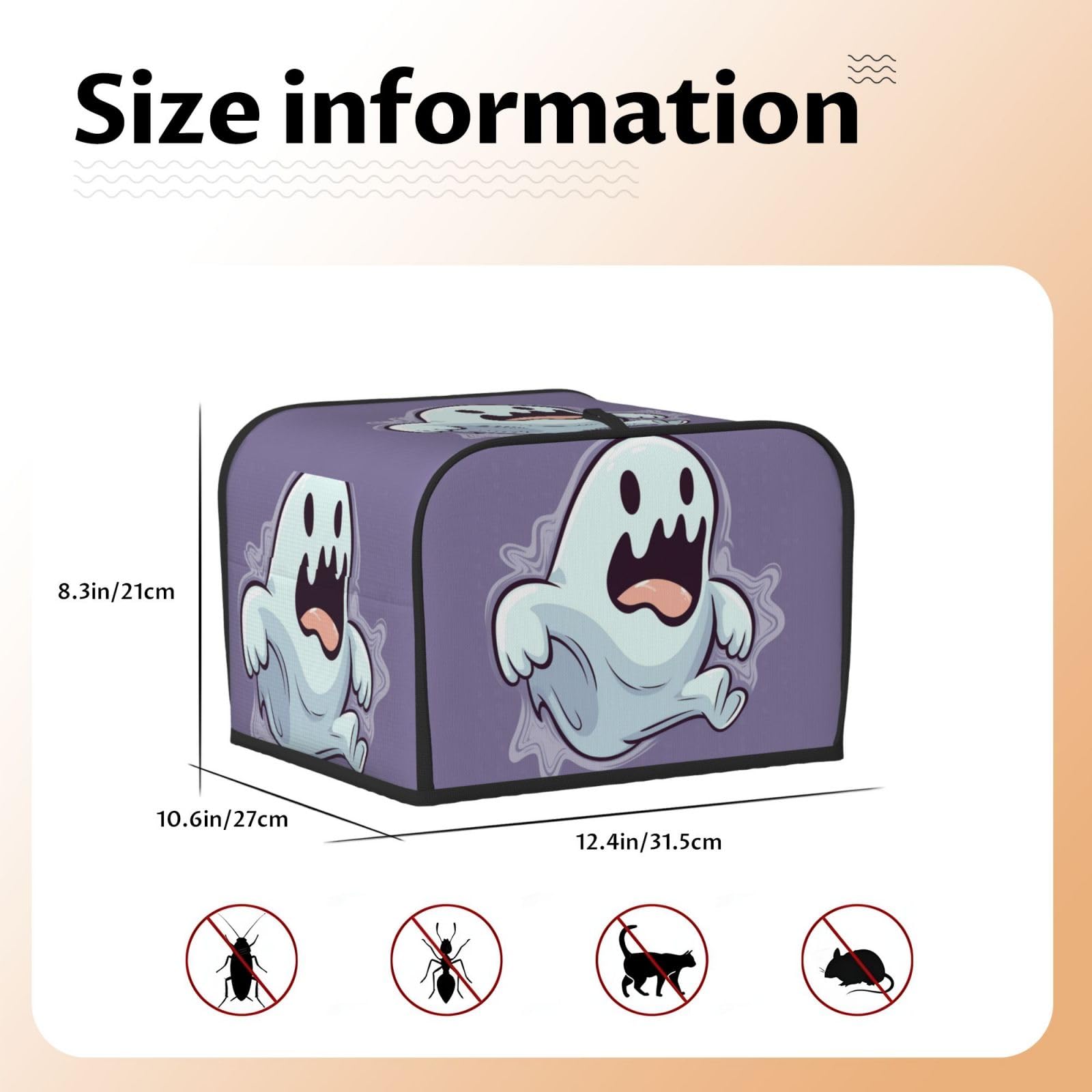 4 Slice Toaster Cover with Two Pockets for Storing knife Super Soft Appliance Covers Cartoon ghost Dust Cover for Kitchen Small Oven-Cover Kitchen Bread Machine Protector Covers