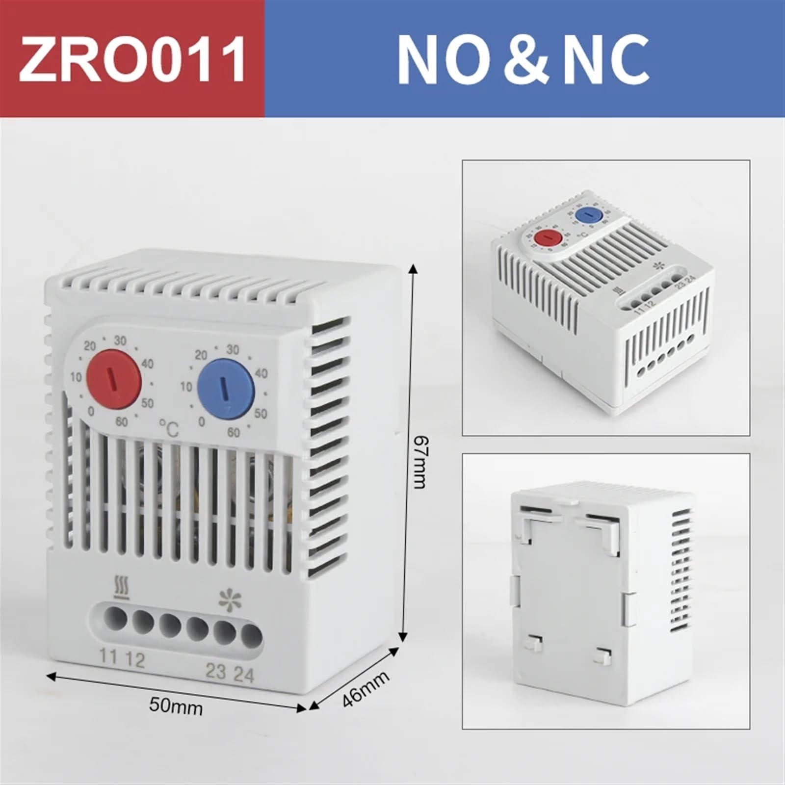 1 sztuka KTO011 KTS011 ZRO011 Mini termostat szafkowy kompaktowy mechaniczny regulator temperatury normalnie otwarty/normalnie zamknięty (ZRO011)