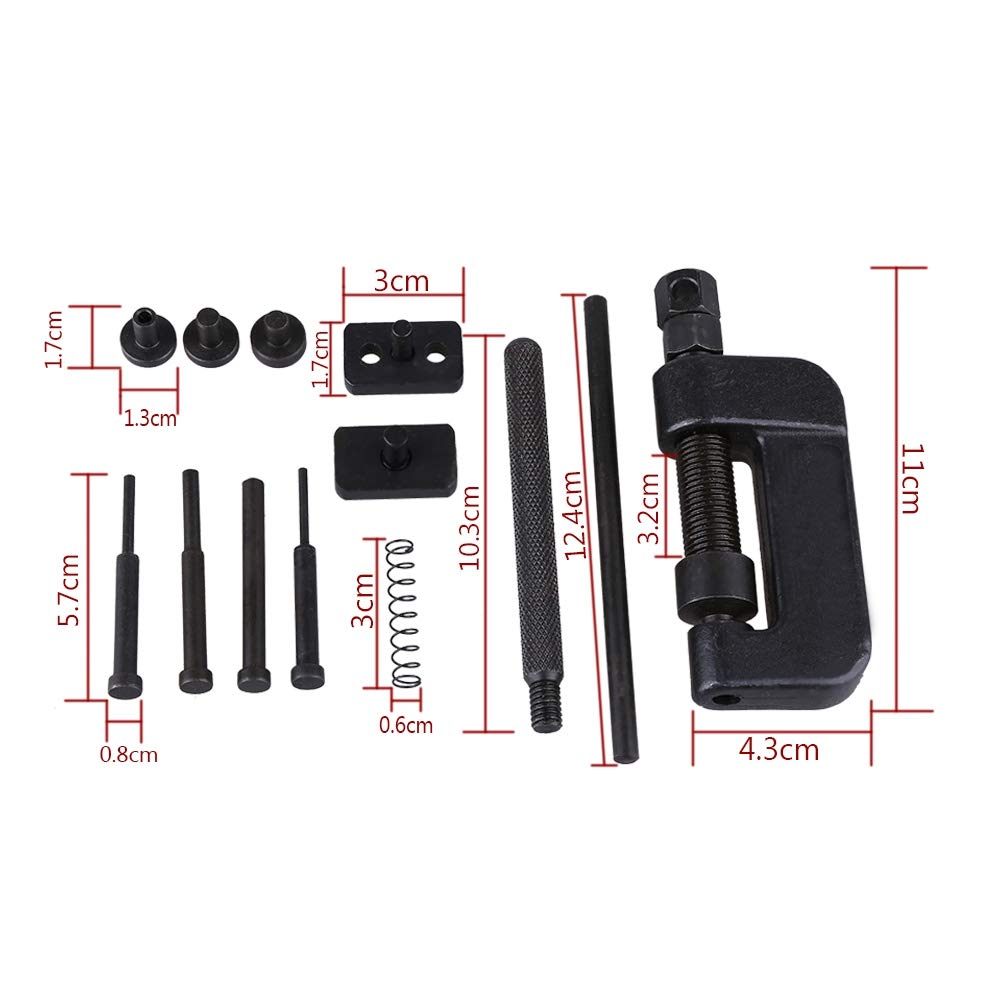 Qiilu 13-Picece Chain Cutter Breaker Riveting Rivet Tool Set Compatible with ATV Bike Motorcycle Cam Drive