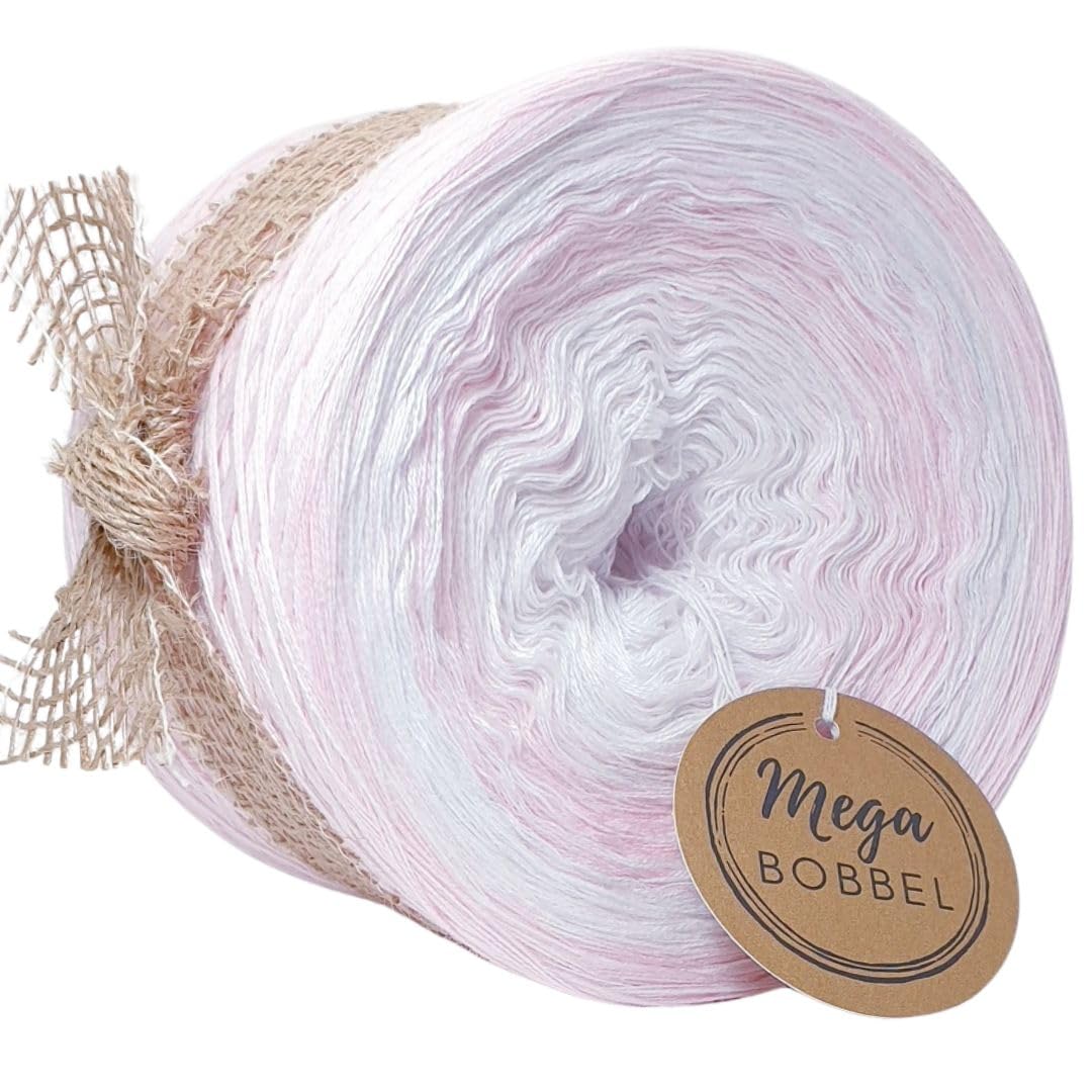 MegaBobbel*Zuckerwatte*A141* Farbverlaufsgarn - Lace Garn Bobbel Wolle zum Häkeln & Stricken - 50% Baumwolle/50% Polyacryl (4 fädig, 3750m)