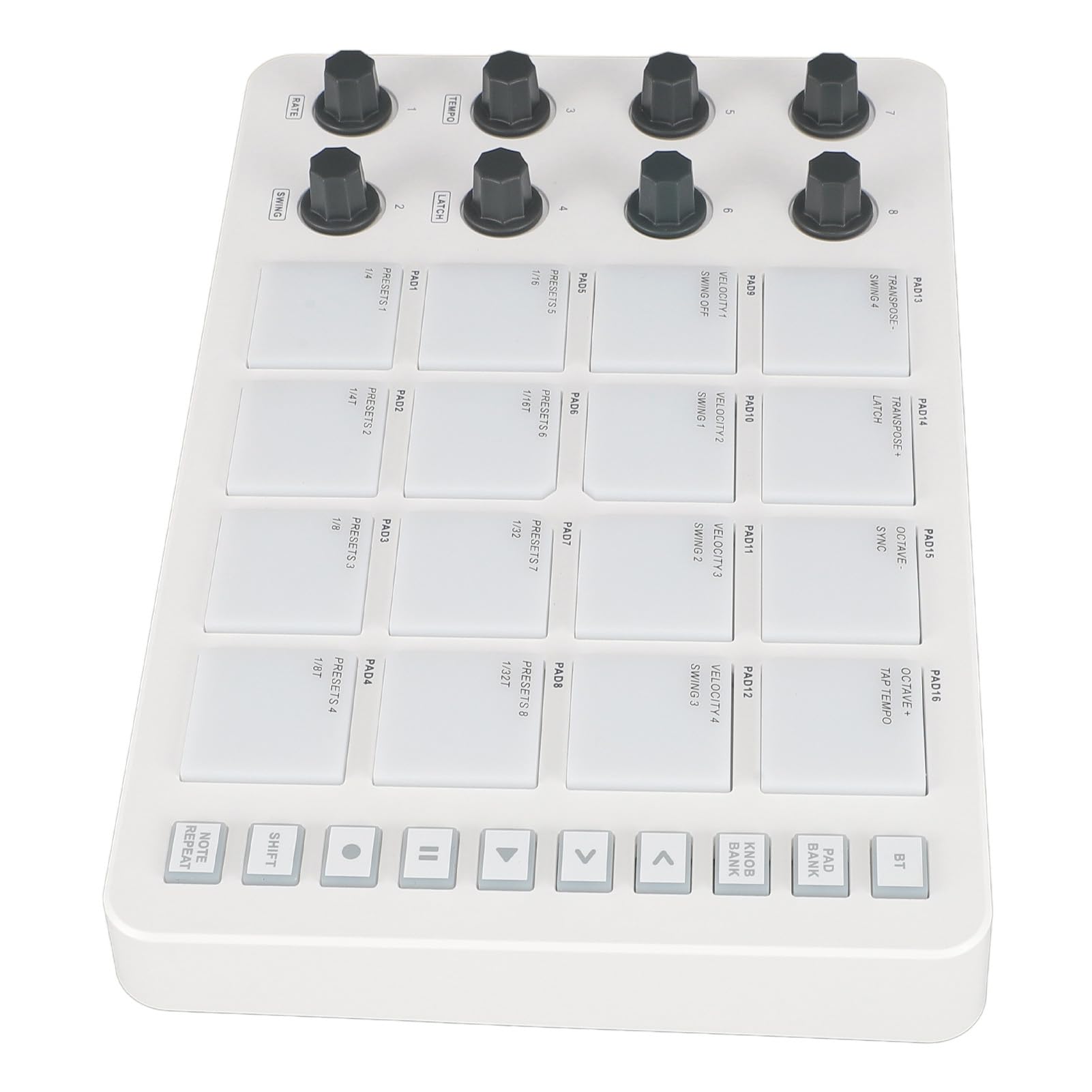 MIDI Drum Pad Controller Tragbarer USB-Controller für Musikproduktionsstudio mit 16 RGB-Pads 8 Knöpfe, für Live, Logic Pro X, OS X und, ABS-Material