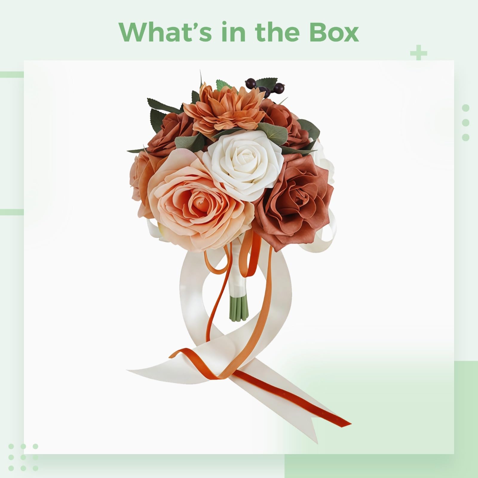 Brautstrauß Kunstblumen für Hochzeit, Braut und Brautjungfer, Real Touch Blumen für Zeremonie und Foto-Requisiten, Boho Hochzeitsdeko