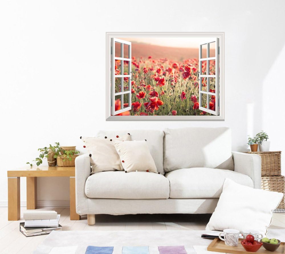wall26 Self-Adhesive Wallpaper Large Wall Mural Series (36"x48", Beautiful Poppy)