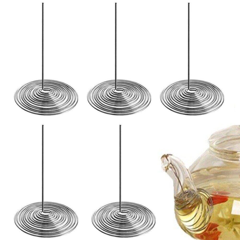 Lpitoy Silver 5Pcs Teapot Filters Stainless Steel Filter Spouts Spring Strainers Kitchen Tool For Loose Tea
