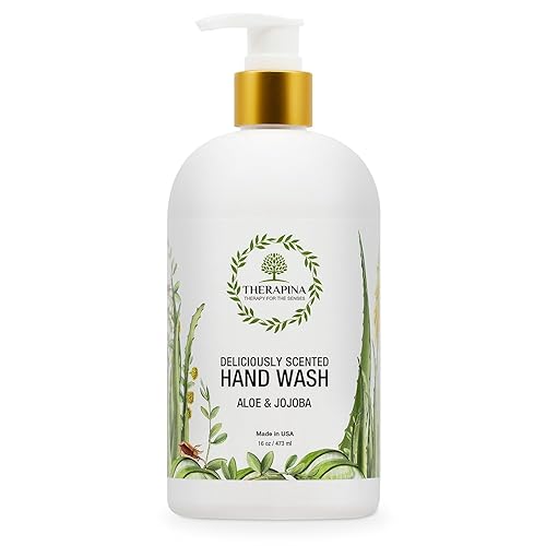 Jabón líquido de manos de aromaterapia de lujo, vegano, lavado de manos hidratante con aloe vera, aceites botánicos, aroma de aloe jojoba, jabón