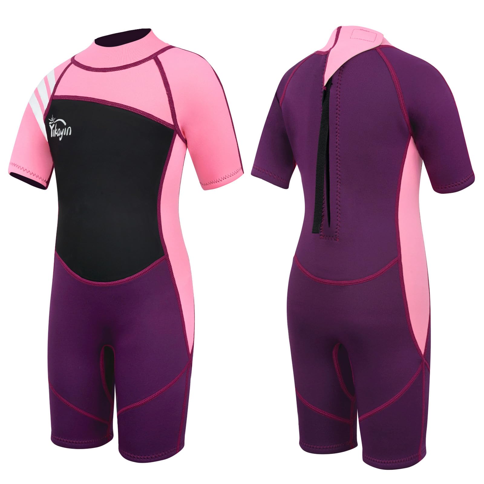 Yikayin Neoprenanzug Kinder Kurz, 2.5mm Neopren Shorty für Jungen Mädchen, Thermo UV Schwimmanzug Rückenreißverschluss zum Schwimmkurs, Tauchen, Surfen, Schnorcheln