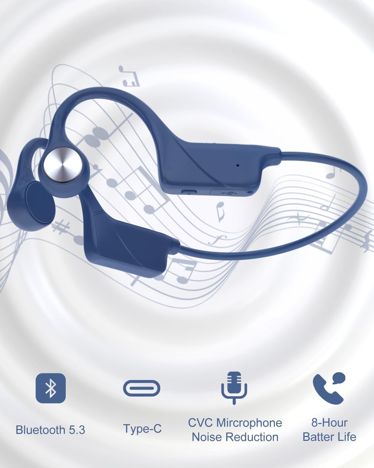 SANOTO Open Ear Koptelefoon Bluetooth 5.3,Bone Conduction Headphones Sporthoofdtelefoon IPX5 Waterdicht en Zweetbestendig Hoofdtelefoons met Beengeleiding Geschikt voor Hardlopen, Fietsen, Kantoor