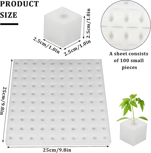 Miniatura 2 de Paquete de 200 esponjas hidropónicas para plantar, esponjas cuadradas de plántulas, esponja hidropónica para invernadero, esponja hidropónica para