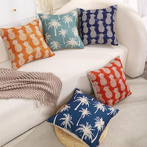 TRENDIN Palm Tree Couch Pillow Cover 18X18 Summer Tropical Decor Square Linen Cushion Case Sofa Home Decorations Blue PL1042TR by TRENDIN - Used condition - Image 3