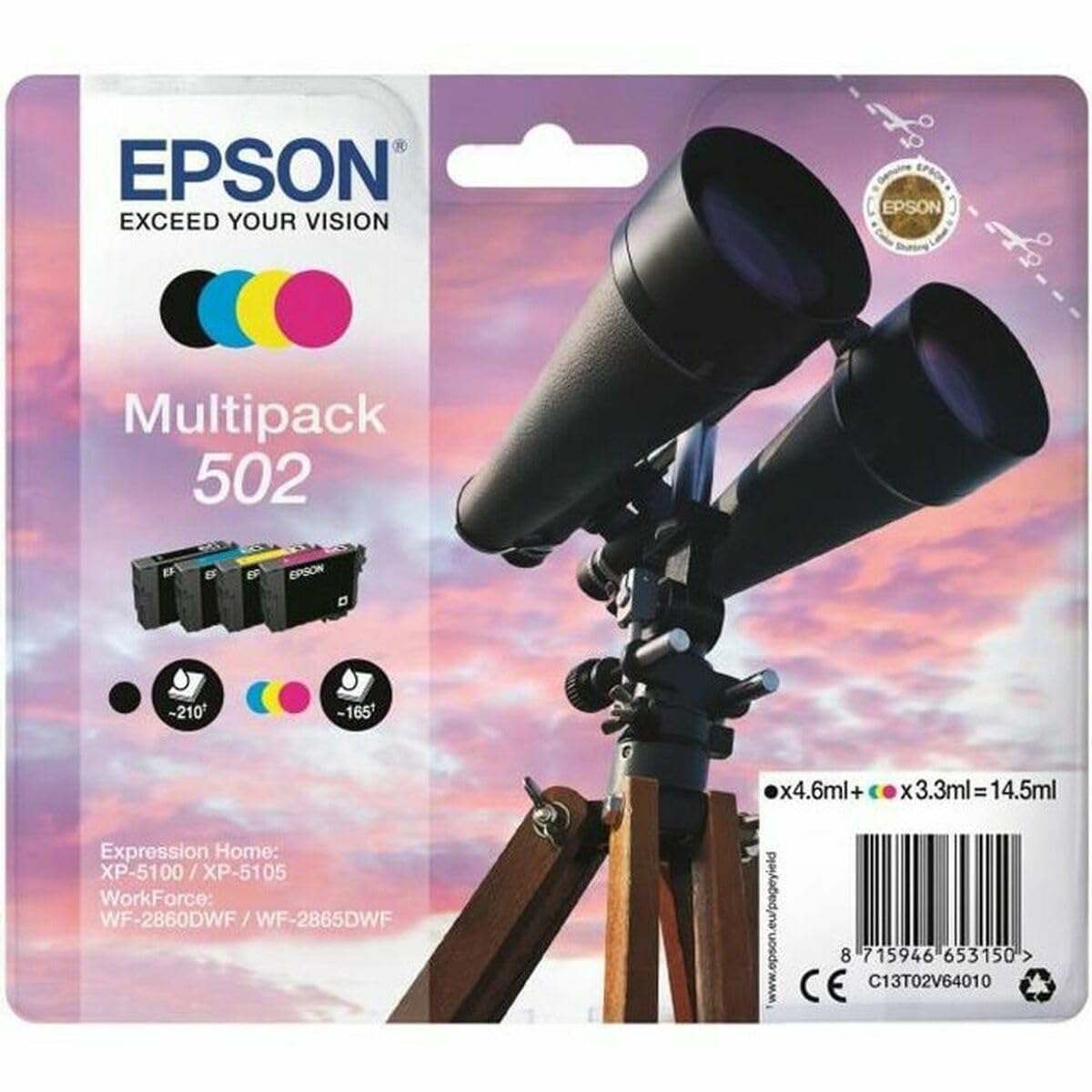 Epson Multipack 4-farbig 502 Original Pigmenttinte (4 Stück)