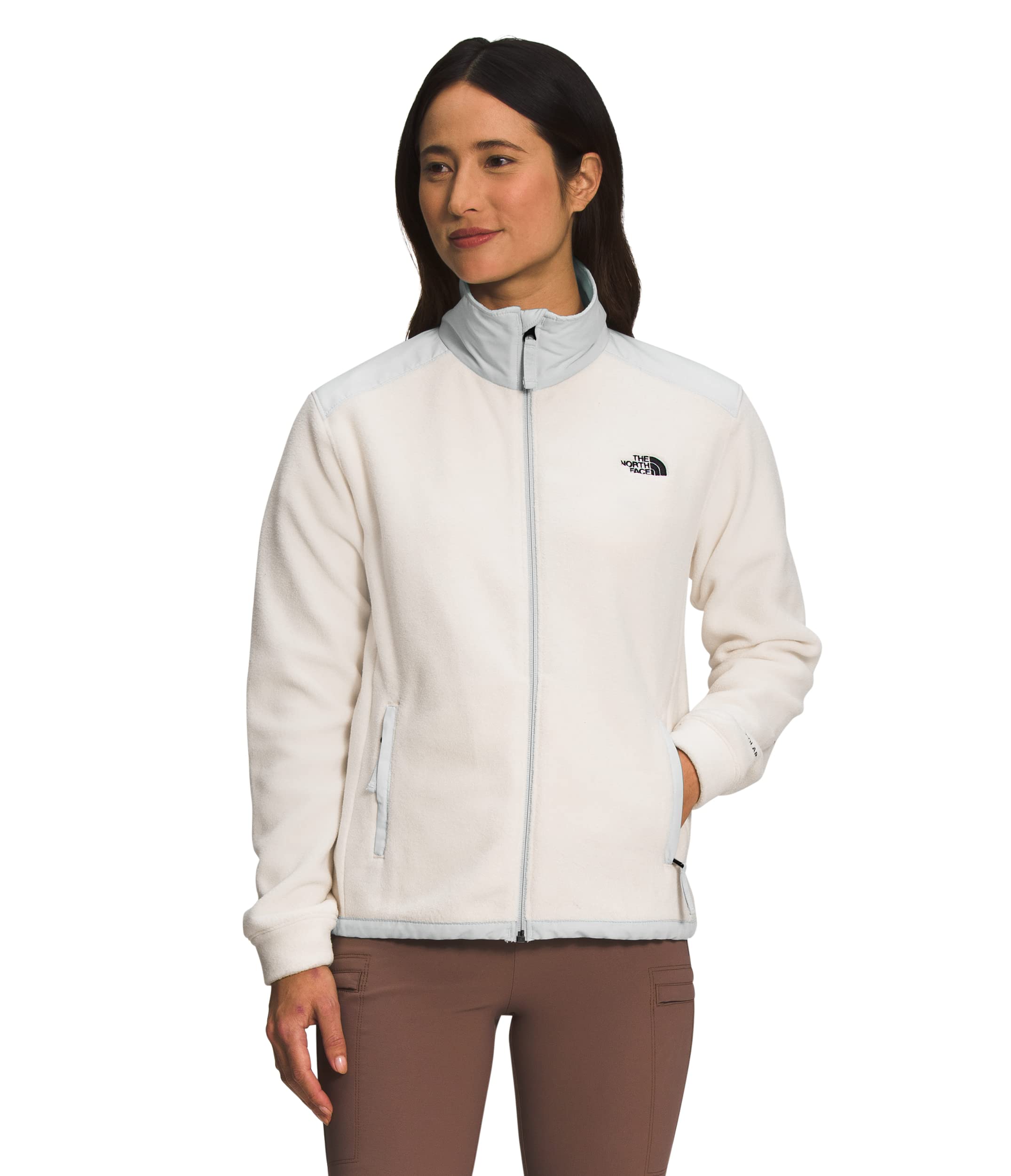 THE NORTH FACE Women's Alpine Polartec 200 Full Zip Jacket, Gardenia White/Tin Grey, XX-Large