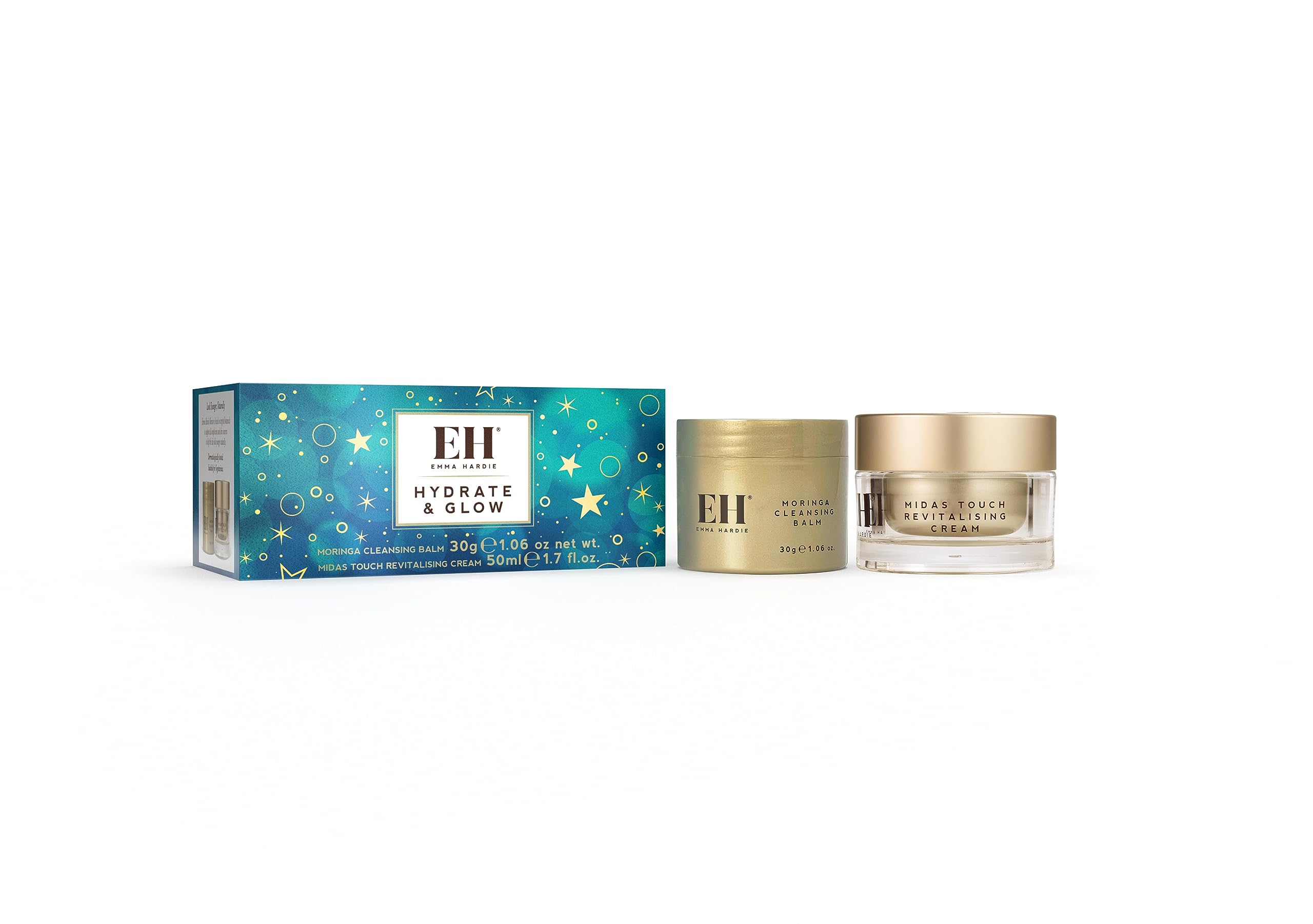 Hydrate & Glow Gift Set: Travel Size 30ml Moringa Cleansing Balm and Travel Size 50ml Midas Touch Revitalising Face Cream, Dermatologically Tested, Natural and Cruelty Free