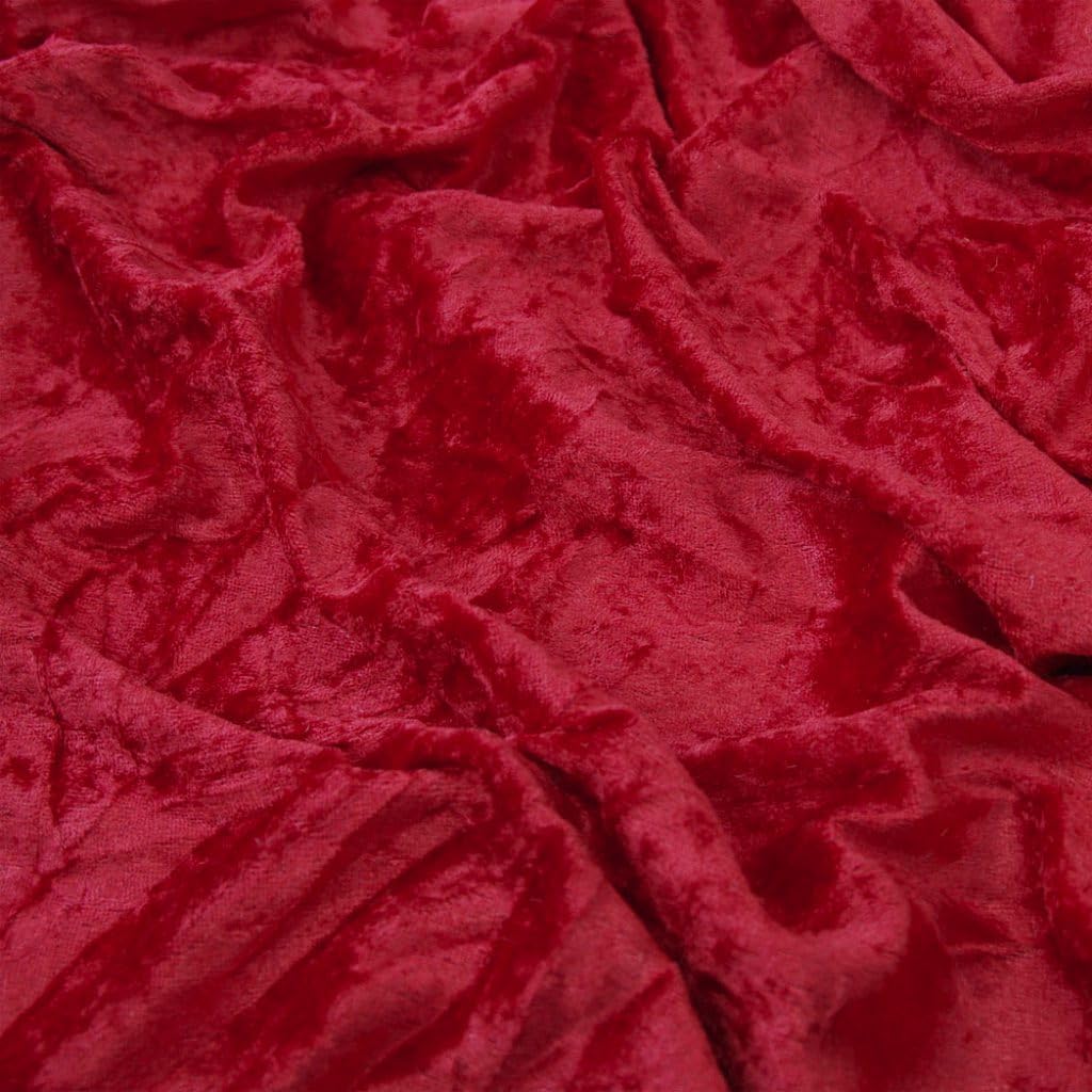 Crushed Velvet Fabric 59" Wide - Premium Velvet Material for Upholstery, Home Decor - Available in Gold, Black, Green, Blue, White, Red, Silver - Fabric by The Metre (Crimson Red, 5m)