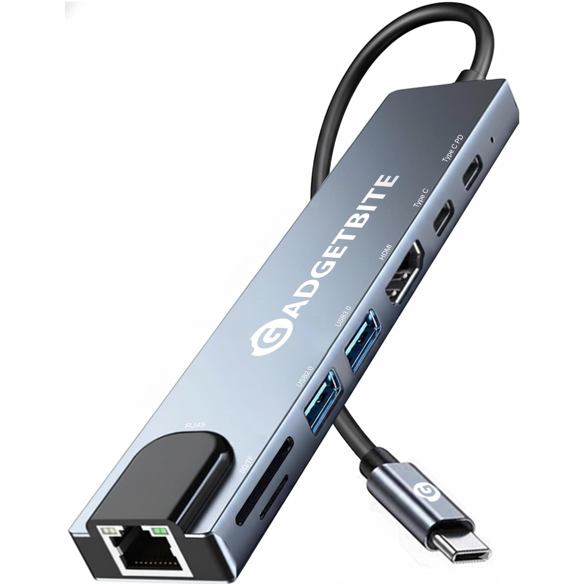 GadgetBite USB Type C Hub 8-in-1 Docking Station USB C Hub with 4K HDMI, 100Mbps Ethernet, SD & TF Card Reader with PD Charging for Laptop, MacBook, PC (USB 3.0, USB 2.0 Ports) - Grey-image-15