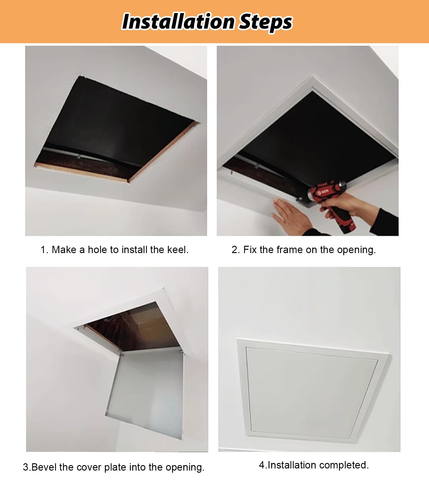 Panel Dostępu Metalen Inspectieluik 20×20 25×25 30×30 36×36cm, Inspectiepaneel voor Beveiligingssystemen in Gipsplaten, Vlak Inspectiedeksel met Druksluiting(10x16in(25x40cm))
