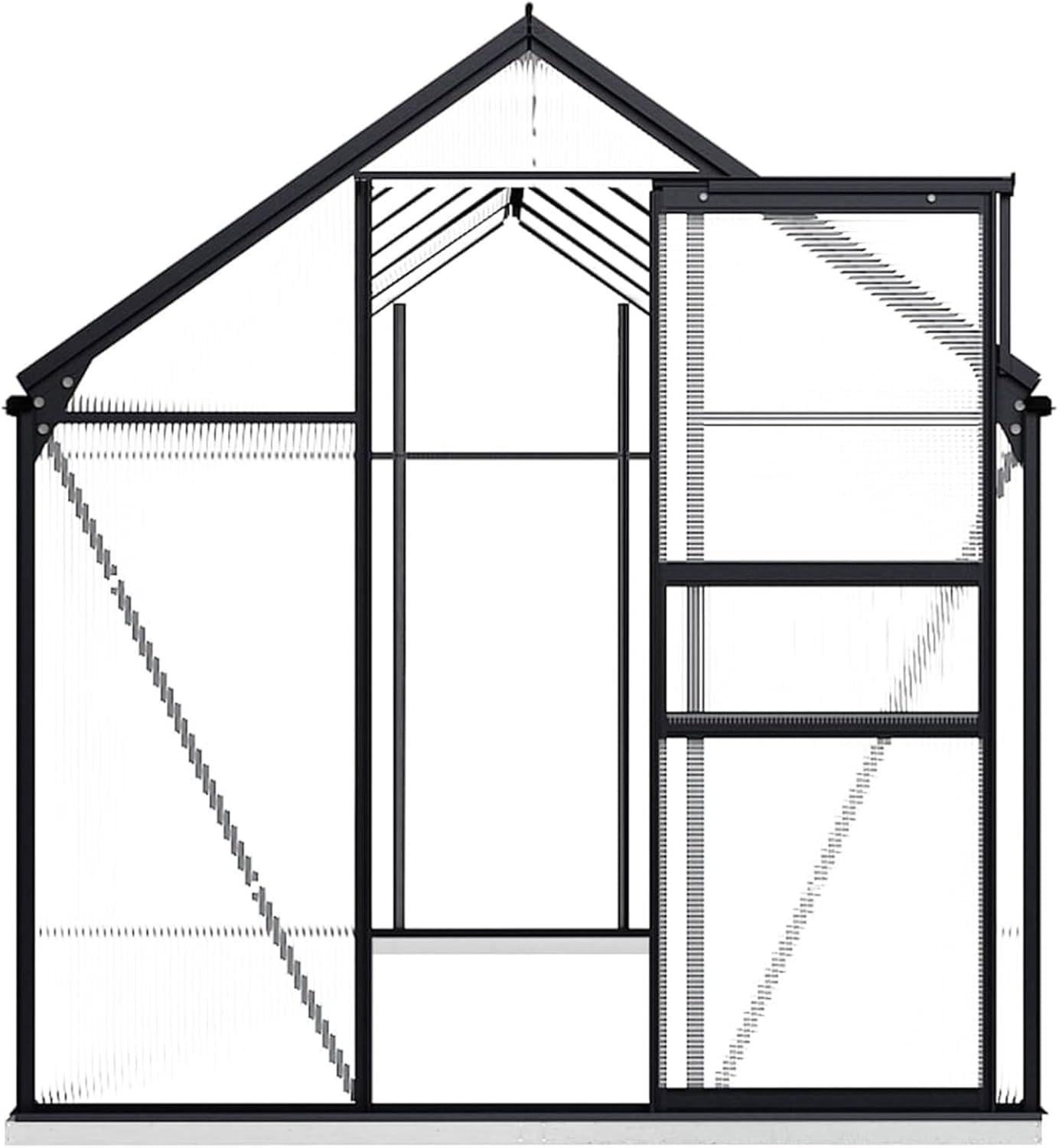 Szklarnia z ramą bazową, antracyt, aluminium, 7,03 m², szopa ogrodowa, przedszkole, ogród zimowy, podwórko, ciepłe rośliny domowe